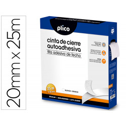 CINTA DE CIERRE ADHESIVA PLICO VELCRO BLANCO 20MM X 25M