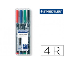 ROTULADOR STAEDTLER LUMOCOLOR RETROPROYECCION PUNTA DE FIBRA PERMANENTE 318 WP ESTUCHE 4 COLORES PUN