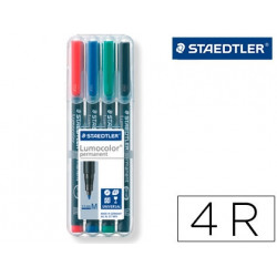 ROTULADOR STAEDTLER LUMOCOLOR RETROPROYECCION PUNTA DE FIBRA PERMANENTE 317 WP ESTUCHE 4 COLORES PUN