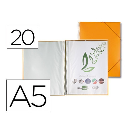 CARPETA LIDERPAPEL ESCAPARATE CON ESPIRAL 20 FUNDAS POLIPROPILENO DIN A5 NARANJA CARPETA LIDERPAPEL ESCAPARATE CON ESPIRAL 20 FUNDAS POLIPROPILENO DIN A5 NARANJA