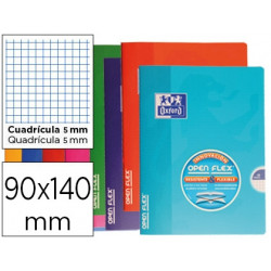 LIBRETA ESCOLAR OXFORD TAPA FLEXIBLE OPTIK PAPER OPENFLEX 48 HOJAS 90 GR 90 X 140 MM CUADRO 5 MM COL