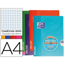 LIBRETA ESCOLAR OXFORD TAPA FLEXIBLE OPTIK PAPER OPENFLEX 48 HOJAS 90 GR DIN A4 CUADRO 4 MM COLORES 