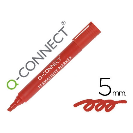 ROTULADOR Q-CONNECT MARCADOR PERMANENTE ROJO PUNTA BISELADA 5.0 MM