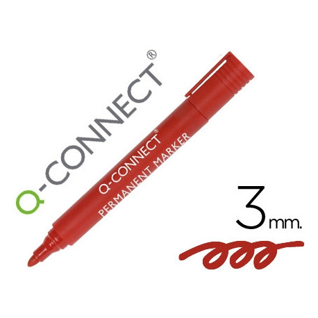 ROTULADOR Q-CONNECT MARCADOR PERMANENTE ROJO PUNTA REDONDA 3.0 MM