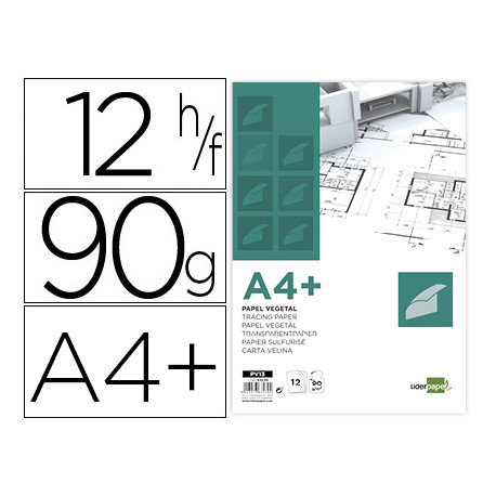 PAPEL DIBUJO LIDERPAPEL A4+ 320X240MM 90G/M2 VEGETAL SOBRE DE 12 HOJAS PAPEL DIBUJO LIDERPAPEL A4+ 320X240MM 90G/M2 VEGETAL SOBRE DE 12 HOJAS