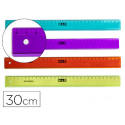 REGLA M+R 30 CM PLASTICO COLORES SURTIDOS GRADUADA Y BISELADA