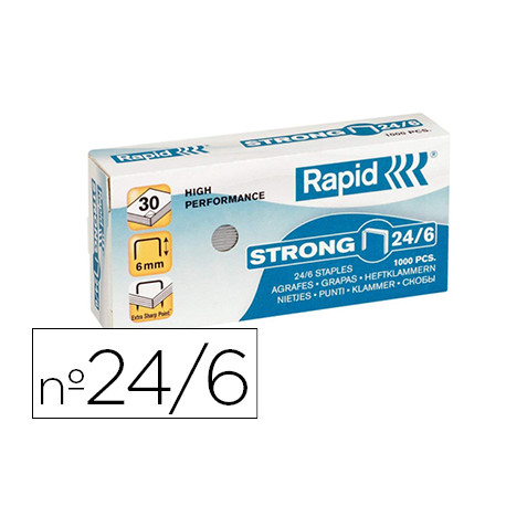 GRAPAS RAPID N 24/6 GALVANIZADAS STRONG CAJA DE 1000 UNIDADES