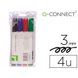 ROTULADOR Q-CONNECT PIZARRA BLANCA 4 COLORES SURTIDOS PUNTA REDONDA 3.0 MM