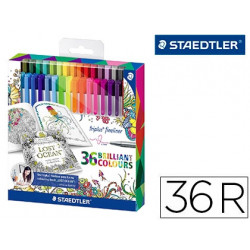ROTULADORES STAEDTLER TRIPLUS FINELINERS EDICION JOHANNA BASFORD ESTUCHE PLASTICO DE 36 COLORES