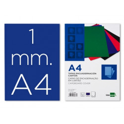 TAPA ENCUADERNACION LIDERPAPEL CARTON A4 1MM AZUL