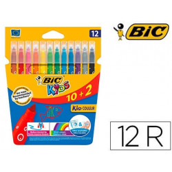 ROTULADOR BIC KIDS COULEUR ESTUCHE DE 10+2 COLORES TINTA BASE DE AGUA LAVABLE