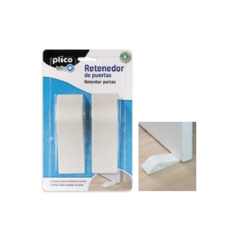 RETENEDOR DE PUERTAS PLICO PLASTICO BLANCO BLISTER DE 2 UNIDADES