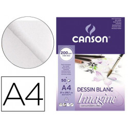 BLOC DIBUJO MULTITECNICAS CANSON IMAGINE DIN A4 ENCOLADO LISO 21X29,7 CM 50 HOJAS 200 GR