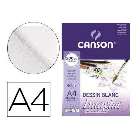 CANSON Malblock A4 – 20 Blatt, 160 G/qm, Gekörntes Zeichenpapier Weiß – Für Skizzen, Aquarell, Tusche
