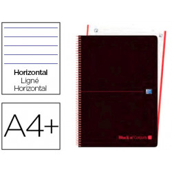 CUADERNO ESPIRAL OXFORD EBOOK 1 TAPA PLASTICO DIN A4+ 80 H HORIZONTAL BLACK'N COLORS ROJO