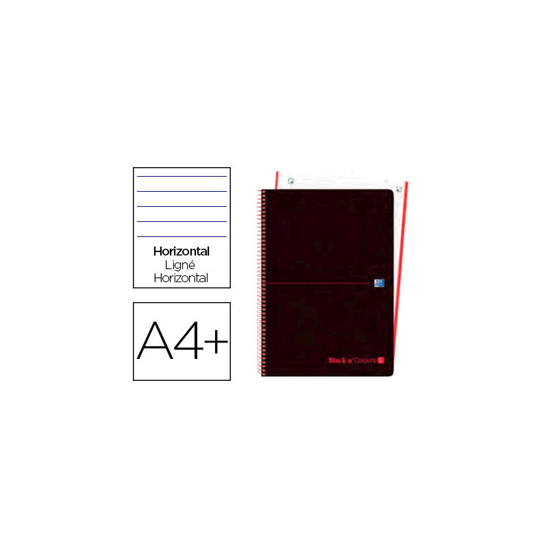 CUADERNO ESPIRAL OXFORD EBOOK 1 TAPA PLASTICO DIN A4+ 80 H HORIZONTAL BLACK'N COLORS ROJO