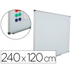 PIZARRA BLANCA ROCADA ACERO VITRIFICADO MAGNETICO MARCO ALUMINIO Y CANTONERAS PVC 240X120 CM INCLUYE