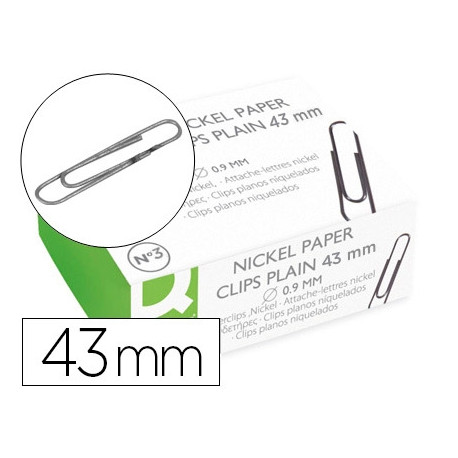 CLIPS NIQUELADOS Q-CONNECT N3 43 MM CAJA DE 100 CLIPS NIQUELADOS Q-CONNECT N3 43 MM CAJA DE 100