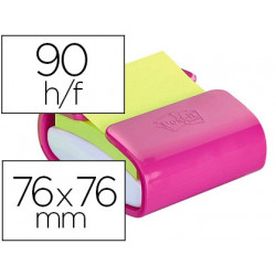SOPORTE BLOC DE NOTAS ADHESIVAS QUITA Y PON POST-IT SUPER STICKY Z NOTES COLOR FUCSIA CON 1 BLOC 76X