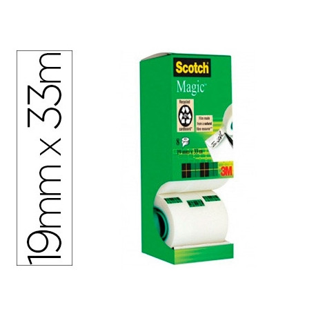 CINTA ADHESIVA SCOTCH MAGIC 33 MT X 19 MM PACK DE 8 UNIDADES CINTA ADHESIVA SCOTCH MAGIC 33 MT X 19 MM PACK DE 8 UNIDADES