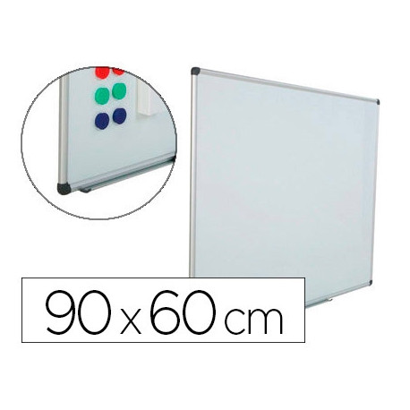 PIZARRA BLANCA ROCADA ACERO VITRIFICADO MAGNETICO MARCO ALUMINIO Y  CANTONERAS PVC 90X60 CM INCLUYE B