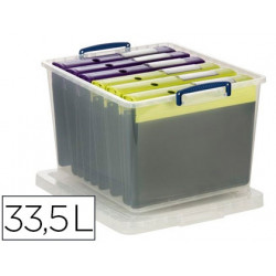 ORGANIZADOR ARCHIVO 2000 APILABLE POLIESTIRENO TRANSPARENTE CON TAPA Y ASAS 33,5 LITROS 465X383X285 