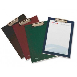 PORTANOTAS PARDO CARTON FORRADO PVC FOLIO CON PINZA METALICA NEGRO