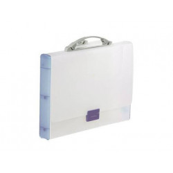 CARPETA TARIFOLD PORTADOCUMENTOS EXTENSIBLE BROCHE POLIPROPILENO DIN A4 AZUL TRANSLUCIDO CON ASA