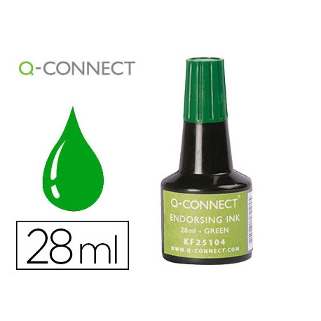 TINTA TAMPON Q-CONNECT VERDE FRASCO 28 ML