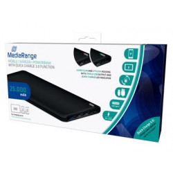 CARGADOR PORTATIL MEDIARANGE POWERBANK 25000 MAH 3 SALIDAS USB FUNCION DE CARGA RAPIDA BATERIA POLIM