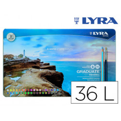 LAPICES DE COLORES LYRA GRADUATE AQUARELL CAJA METALICA DE 36 COLORES SURTIDOS + PINCEL