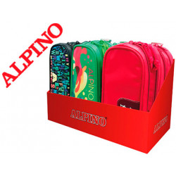 BOLSO ESCOLAR ALPINO PORTATODO DOBLE CREMALLERA EXPOSITOR DE 9 UNIDADES COLORES SURTIDOS