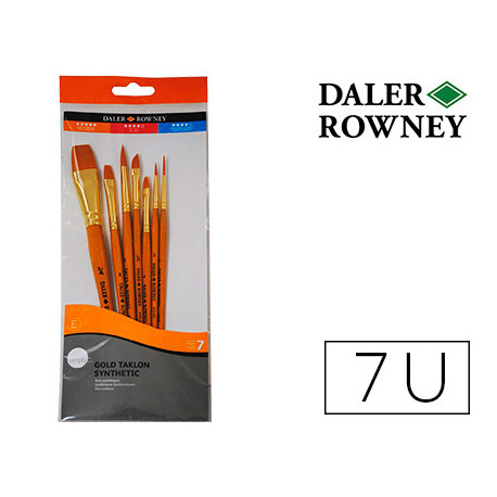 PINCELES DALER ROWNEY SIMPLY ART SINTENTICO MANGO CORTO DORADO BLISTER DE 7 UNIDADES