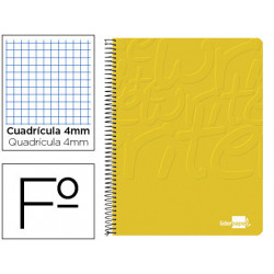 CUADERNO ESPIRAL LIDERPAPEL FOLIO WRITE TAPA BLANDA 80H 60GR CUADRO 4MM CON MARGEN COLOR AMARILLO