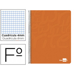 CUADERNO ESPIRAL LIDERPAPEL FOLIO WRITE TAPA BLANDA 80H 60GR CUADRO 4MM CON MARGEN COLOR NARANJA