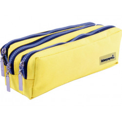 BOLSO ESCOLAR LIDERPAPEL PORTATODO RECTANGULAR 3 BOLSILLOS AMARILLO PASTEL 185X55X70 MM