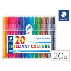 ROTULADOR STAEDTLER TRIPLUS BRILLIANT COLOURS BROADLINER ESTUCHE DE 20 UNIDADES COLORES SURTIDOS