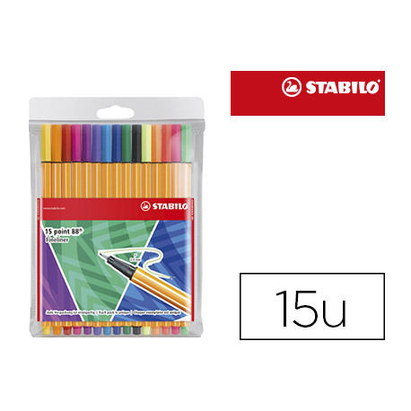 ROTULADOR STABILO PUNTA DE FIBRA POINT 88 LIKE YOU ESTUCHE DE 15 UNIDADES COLORES SURTIDOS INCLUYE 5