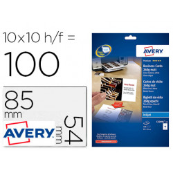 TARJETA DE VISITA AVERY BLANCA TELA LINO MATE 85X54 MM IMPRIMIBLE DOBLE CARA PARA INK-JET 260 GR PAC