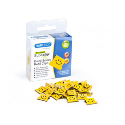 SUPACLIPS RAPESCO CAPACIDAD 40 HOJAS SONRISAS COLOR AMARILLO INTENSO CAJA DE 100 UNIDADES