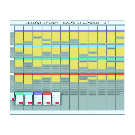 KIT PLANIFICACION DE TARJETAS T NOBO 66X80 CM 12 COLUMNAS 2X32 RANURAS + 500 TARJETAS T N2 COLORES 