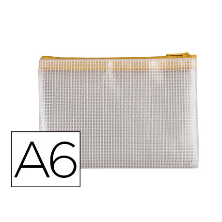 BOLSA MULTIUSOS Q-CONNECT MALLA DIN A6 APERTURA SUPERIOR CON CREMALLERA AMARILLO BOLSA MULTIUSOS Q-CONNECT MALLA DIN A6 APERTURA SUPERIOR CON CREMALLERA AMARILLO