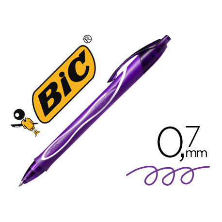 BOLIGRAFO BIC GELOCITY QUICK DRY RETRACTIL TINTA GEL PURPURA PUNTA DE 0,7 MM