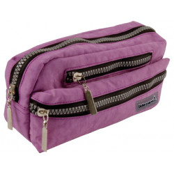 BOLSO ESCOLAR LIDERPAPEL PORTATODO OVALADO 3 BOLSILLOS VIOLETA PASTEL 195X40X100 MM