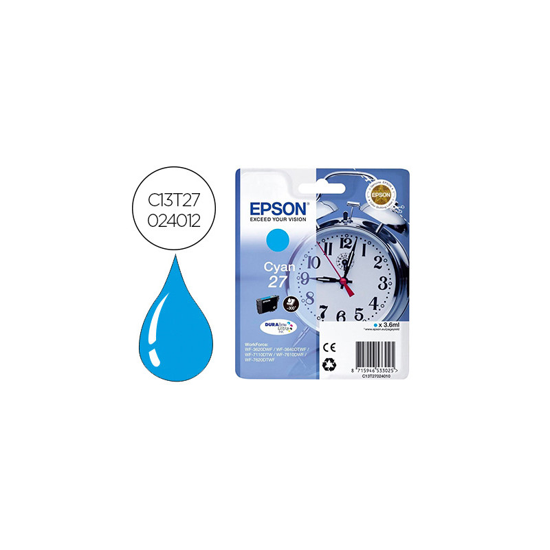 INK-JET EPSON 27 WF3620 / 7110 / 7610 / 7620 CYAN 300 PAG