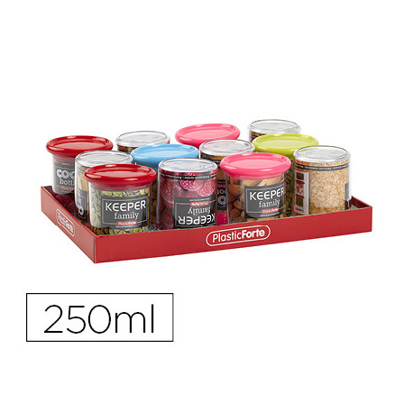 BOTE MULTIUSOS PLASTICO 250 ML CON TAPA DE COLOR 80X80X90 MM BOTE MULTIUSOS PLASTICO 250 ML CON TAPA DE COLOR 80X80X90 MM