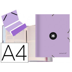 CARPETA LIDERPAPEL ANTARTIK CLASIFICADORA A4 12 DEPARTAMENTOS GOMA CARTON FORRADO COLOR LAVANDA