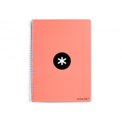 CUADERNO ESPIRAL LIDERPAPEL A5 ANTARTIK TAPA DURA 80H 100 GR CUADRO 5MM COLOR CORAL