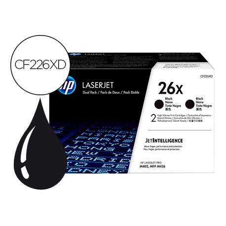 TONER HP LASERJET PRO 26X M402 MFP M426 NEGRO PACK DE 2 UNIDADES 9000 PAGINAS TONER HP LASERJET PRO 26X M402 MFP M426 NEGRO PACK DE 2 UNIDADES 9000 PAGINAS