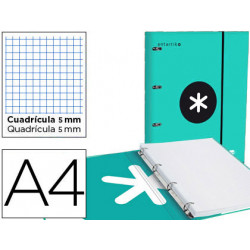 CARPETA CON RECAMBIO LIDERPAPEL ANTARTIK A4 CUADRO 5MM FORRADA 4 ANILLAS 25MM COLOR LAVANDA